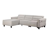 Carpari-canapé D'angle 3 Places Avec 1 Relax Électrique En Tissu Crème