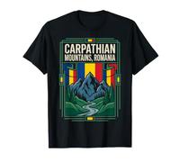 Carpates, Montagnes, rivière, Roumanie, Drapeau de Voyage Art T-Shirt