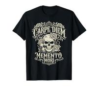 Carpe Diem Memento Mori Crâne Roses Gothique T-Shirt Graphique avec Valeur