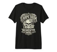 Carpe Diem Memento Mori Crâne Roses Gothique T-Shirt Haut de Gamme