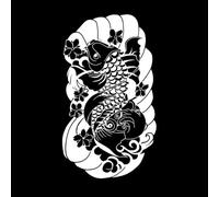 Carpe koï Japon Poisson japonais Asie Peintures murales et stickers muraux en vinyle 54x94.2cm N'abîme pas le mur Blanc