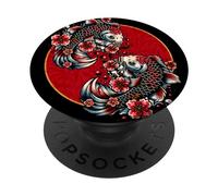 Carpe koï japonaise Nishikigoi Poisson Cerisier Fleur PopSockets PopGrip Interchangeable
