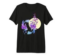 Carpe koï Japonaise Pleine Lune Yin Yang Cherry Blossom T-Shirt Haut de Gamme