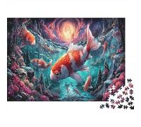 Carpe Koï Puzzle 1000 Pièces Papier pour Adultes Monde sous Marin Relaxant Décoration 38x26cm/1000pcs