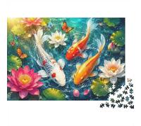 Carpe Lotus Papillon 1000 Pièces Mini Puzzle pour Adultes Difficile | 38x26cm Papier Décor De La Maison Finition Lisse Cadeau D'anniversaire Relaxation