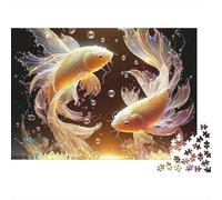 Carpe Yin Yang Difficile, Puzzle 1000 pièces pour Adultes, Poissons koï, Lotus, Coucher de Soleil, Eau, Magique, Premium épais Robuste Haute qualité, Vibrant, Stimulant, Anti-Stress, 52x38cm/1000pcs