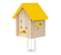 Carpenter Bee Traps Outside, Safe Wooden Trap House Nest, 29.3/18.9/17.6 inches, Natural Catcher Design, Hornet Wasp Lure for Yard, Garden Protection, Blue and Yellow