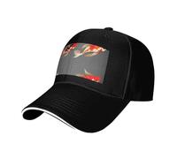 Carpes koï traditionnelles avec imprimé à pois, taille réglable, casquette de baseball, respirant, unisexe, décontracté, usage quotidien, sport, Noir , Taille unique