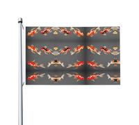 Carpes koï traditionnelles avec pois - Drapeau quatre saisons - Drapeau de vacances double face avec boutonnière - Fond décoratif - Fournitures de fête