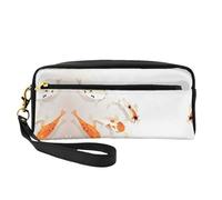 Carpes koï traditionnelles avec pois - Trousse de maquillage de voyage avec deux poches pour accessoires de beauté quotidiens, Noir , Taille unique, Trousse de maquillage