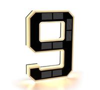 CARPESUN Numero de Maison Exterieur Solaire Illuminé pour Extérieur étanche, Numero Porte, Plaque de Numéro de Maison Illuminée Solaire, Numéro de Maison Lumineux Noir (9 - Noir, 23 cm)