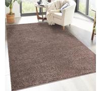 carpet city Shaggy Tapis à poils longs - 100 x 200 cm - Brun - Tapis de salon à poils longs - Motif uni moderne - Tapis doux et moelleux pour décoration de chambre à coucher