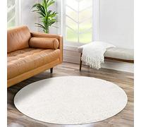 carpet city Shaggy Tapis à poils longs, rond, 200 cm, crème, uni, moderne, moelleux, doux, pour décoration de chambre à coucher