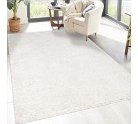 carpet city Shaggy Tapis de salon à poils longs, 160 x 230 cm, crème, à poils longs, uni, moderne, moelleux, moelleux, doux, décoration de chambre à coucher