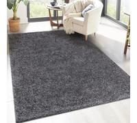 carpet city Shaggy Tapis de salon, à poils longs, motif uni, anthracite, 100 x 200 cm, doux et moelleux, moderne, convient également à la chambre à coucher