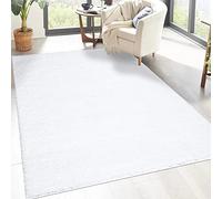 carpet city Shaggy Tapis de salon, à poils longs, motif uni, blanc, 120 x 170 cm, doux et moelleux, moderne, convient également à la chambre à coucher