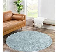 carpet city Shaggy Tapis de salon, à poils longs, motif uni, turquoise, 200 cm, rond, doux et moelleux, moderne, convient également à la chambre à coucher