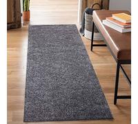 carpet city Shaggy Tapis de salon/de couloir, à poils longs, motif uni, anthracite, 80 x 300 cm, doux et moelleux, moderne, convient également à la chambre à coucher