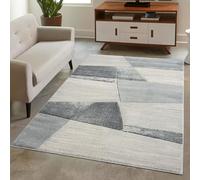 carpet city Tapis à poils courts - Gris - 80 x 150 cm - Tapis de salon moderne géométrique avec aspect 3D - Revêtement de sol à poils plats - Décoration de chambre à coucher et salle à manger