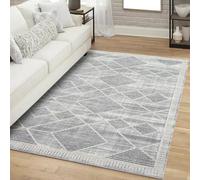 carpet city Tapis à poils courts pour salon, gris, 120 x 170 cm, rectangulaire, motif losanges, chiné, effet 3D, moderne, pour chambre à coucher, salle à manger