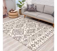 carpet city Tapis à Poils Longs Shaggy en crème/Gris Super Doux Style Ethnique Salon Taille 120/160 cm 120 x 160 cm