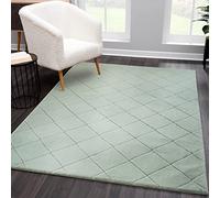 carpet city Tapis de couloir à poils longs rembourrés, couleur unie, vert jade 80 x 150 cm, rectangulaire, doux et aspect 3D, effet profond, moderne, pour chambre à coucher