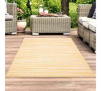 carpet city Tapis de Couloir pour l'intérieur et l'extérieur - Résistant aux intempéries - Résistant aux UV - Motif à Rayures - Jaune Moderne - pour terrasse et Balcon - Dimensions : 60 x 230 cm