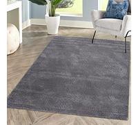 carpet city Tapis de Salon, à Poils Courts, Gris, Anthracite, 120 x 160 cm, frisé avec Effet 3D, Motif Circulaire, pour Chambre à Coucher, Couloir, Salle à Manger