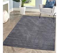 carpet city Tapis de Salon, à Poils Courts, Gris, Anthracite, 140 x 200 cm, frisé avec Effet 3D, Motif géo, pour Chambre à Coucher, Couloir, Salle à Manger