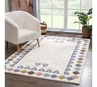 carpet city Tapis de salon, à poils longs, 160 x 230 cm, style bohème, bordure crème, multicolore, boucle découpée, très profond, effet 3D, moelleux, doux, chambre à coucher