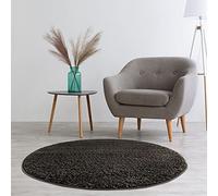 carpet city Tapis de Salon à Poils Longs - Anthracite - Décoration pour Chambre à Coucher - Doux - avec Franges - Motif uni - Certifié Öko-Tex 100 - Convient aux Personnes allergiques - 120 x 120 cm