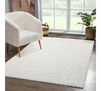 carpet city Scandi Tapis de salon, à poils longs, 120 x 170 cm, couleur unie blanc/crème, motif profond/effet 3D, bordure, pour chambre à coucher, style bohème, style bohème