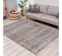 carpet city Tapis de Salon, à Poils Longs, Style Ethnique, chiné, 16 x 0230 cm, Gris crème, avec Franges