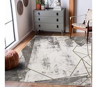 carpet city Tapis de Salon - Motif Abstrait - 120 x 170 cm - Gris doré chiné - Tapis Moderne à Poils Courts