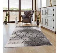 carpet city Tapis de Salon - Motif Losanges Skandi - 80 x 300 cm - Gris chiné - Tapis Moderne à Poils Courts