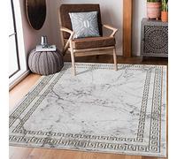 carpet city Tapis de salon, Tapis de Sol - 160 x 230 cm - Poils courts - Gris doré - Bordure marinée, effet pierre - Tapis moderne à poils plats - Décoration pour chambre à coucher