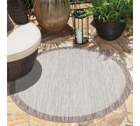 carpet city Tapis d'extérieur résistant aux intempéries - Beige - 160 x 160 cm - Rond - Bordures - Tapis de balcon imperméable - Tapis d'intérieur et d'extérieur pour terrasse, jardin, cuisine, salle