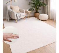 carpet city Tapis lavable à poils courts uni - 80x140 cm en blanc - Texture douce et Soft-Touch - Antidérapant et facile d'entretien - Tapis pour salon, chambre et couloir