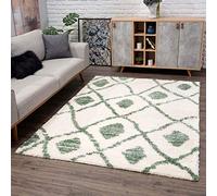 carpet city Tapiso Tapis de Salon à Poils Longs Style Ethnique Vert/crème 80 x 300 cm