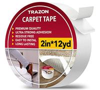 Carpet Tape Double Sided - Rug Tape Grippers for Hardwood Floors and Area Rugs - Carpet Binding Tape Strong Adhesive and Removable, Heavy Duty Sticky Tape, Residue Free (2 Inch / 12 Yards)
