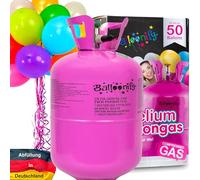 Carpeta BALLONGAS pour 50 ballons à air + 50 ballons + SOUPAPE DE REMPLISSAGE | Bouteille d’hélium jetable ballon transparent Décoration anniversaire fête mariage