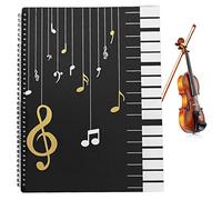 Carpeta de Música Partitions de Musique Format A4 30 pochettes G Clef,30 Bolsillos/60 Páginas, Carpeta de Almacenamiento(negro）