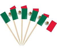 Carpeta Lot de 50 piques de drapeaux + cure-dents pour fête et fête de pays | Décoration de fête Drapeau Drapeau Pays Édition : Mexique