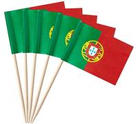 Carpeta Lot de 50 piques de drapeaux + cure-dents pour fête et fête de pays | Flag Picks Décoration de fête Drapeau Pays Édition : Portugal