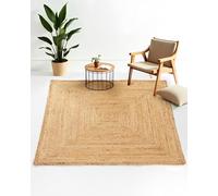 carpetfine Tapis de Jute Nele Beige 120x120 cm | Tapis Moderne pour Le Salon et la Chambre à Coucher