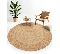 Carpetfine Tapis de Jute Nele Rond Beige Ø 60 cm pour Salon et Chambre