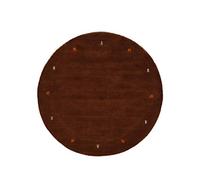 CarpetFine Tapis de Laine Gabbeh Uni Ronde Marron Ø 120 cm | Tapis Moderne pour Le Salon et la Chambre à Coucher