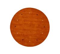 CarpetFine Tapis de Laine Gabbeh Uni Ronde Orange Ø 80 cm | Tapis Moderne pour Le Salon et la Chambre à Coucher