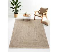 carpetfine Tapis Jute Nele Couleur Naturelle Taupe 240x340 cm tissé à la Main en Jute | Tapis Naturel Moderne uni de Style Boho pour Salon et Chambre