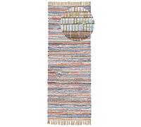 CarpetFine Tapis tissé à Plat Kilim Chindi Couloir Taupe 80x350 cm | Tapis Moderne pour Le Salon et la Chambre à Coucher